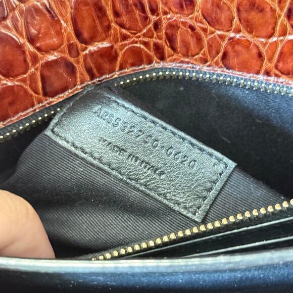 Saint Laurent YSL Patent Turtle Embossed Monogram Cassandra Clasp Bag Rouge - Picture 13 of 13